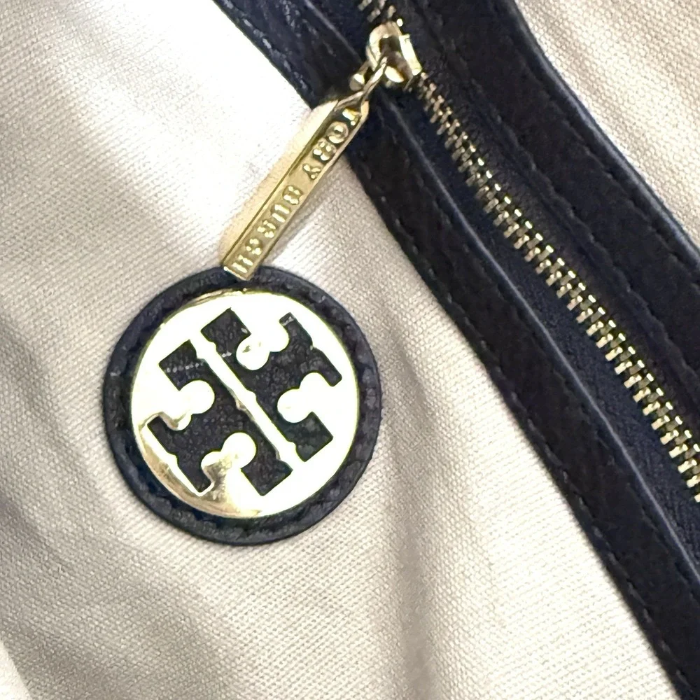 Tory Burch Robinson Triple Compartment Black Pebbled‎ Leather Tote Shoulder Bag